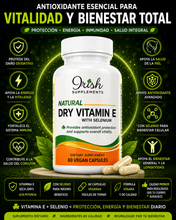 Load image into Gallery viewer, NATURAL DRY VITAMIN E + SELENIUM™
Antioxidante • Vitalidad • Protección Celular
Protección antioxidante para tu bienestar diario.